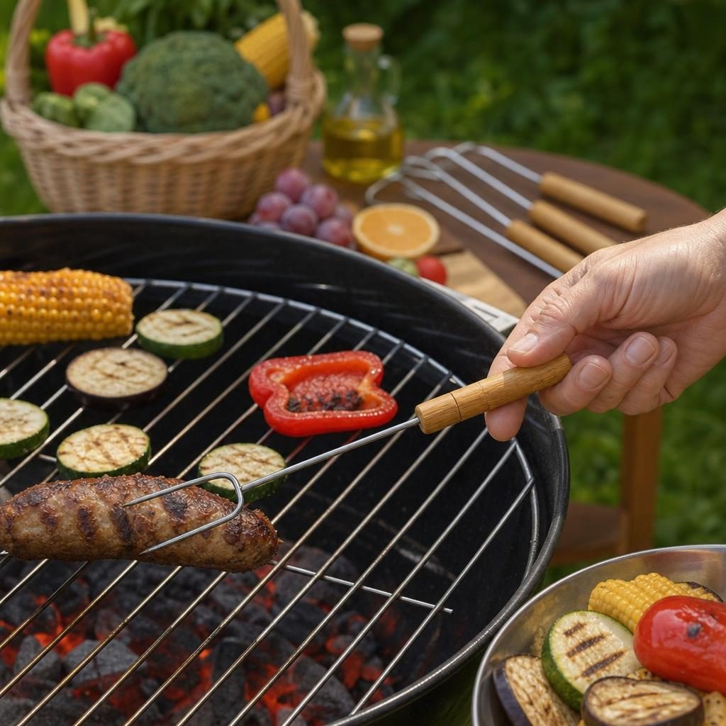 Tepuse pentru frigarui, Flippy, mari, din metal, pentru gratar si BBQ