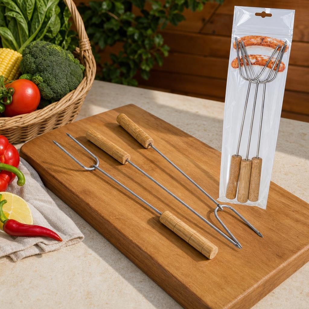 Set 3 Tepuse pentru Frigarui, , Mari, din Metal, pentru Gratar si BBQ, 22.5 cm, Argintiu 5