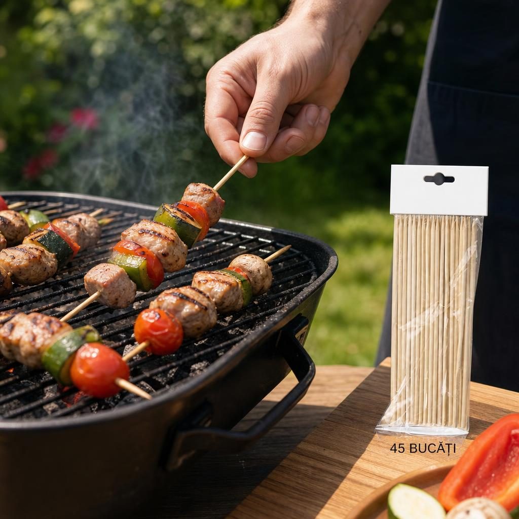 Set 45 Bete pentru frigarui, , din bambus, Pentru Gratar si BBQ 2