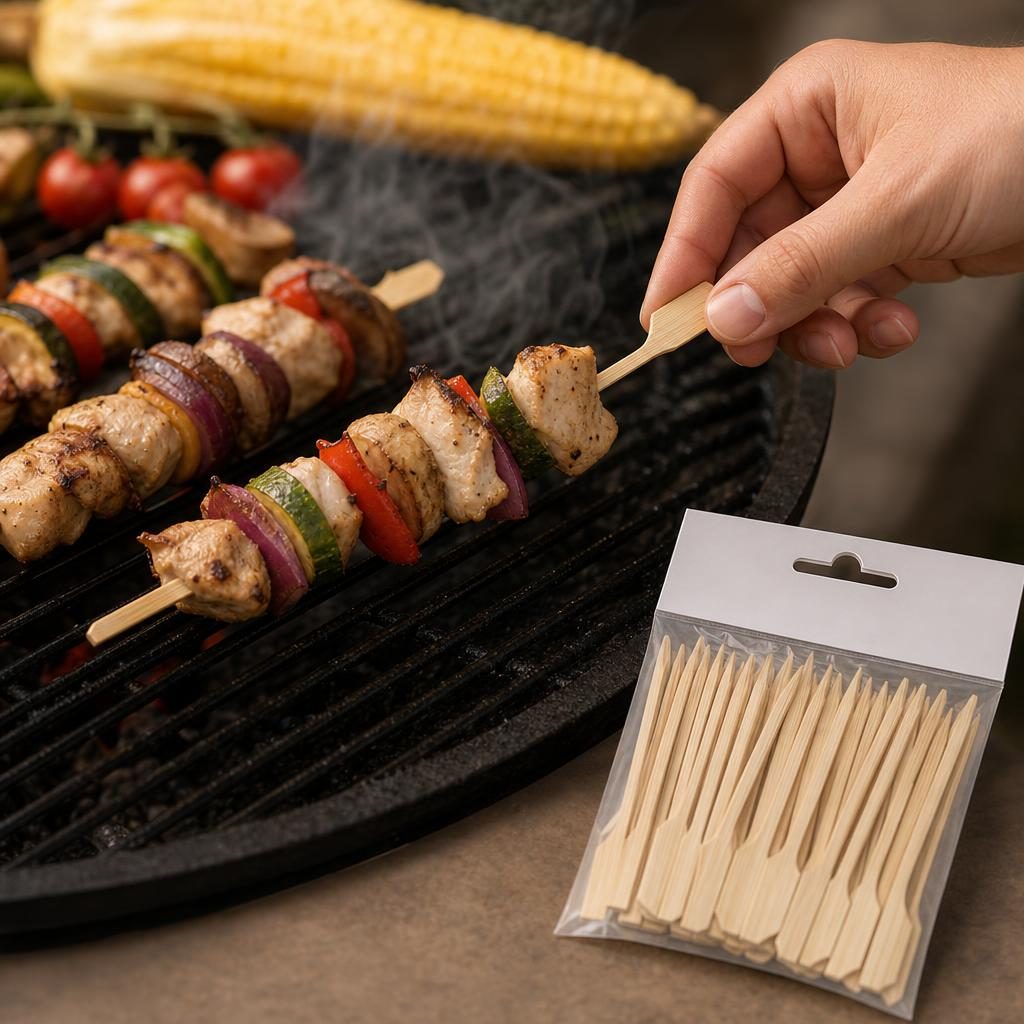Set 50 Bete pentru Frigarui, , Tip Teppo, Din Bambus, Pentru Gratar si BBQ 2