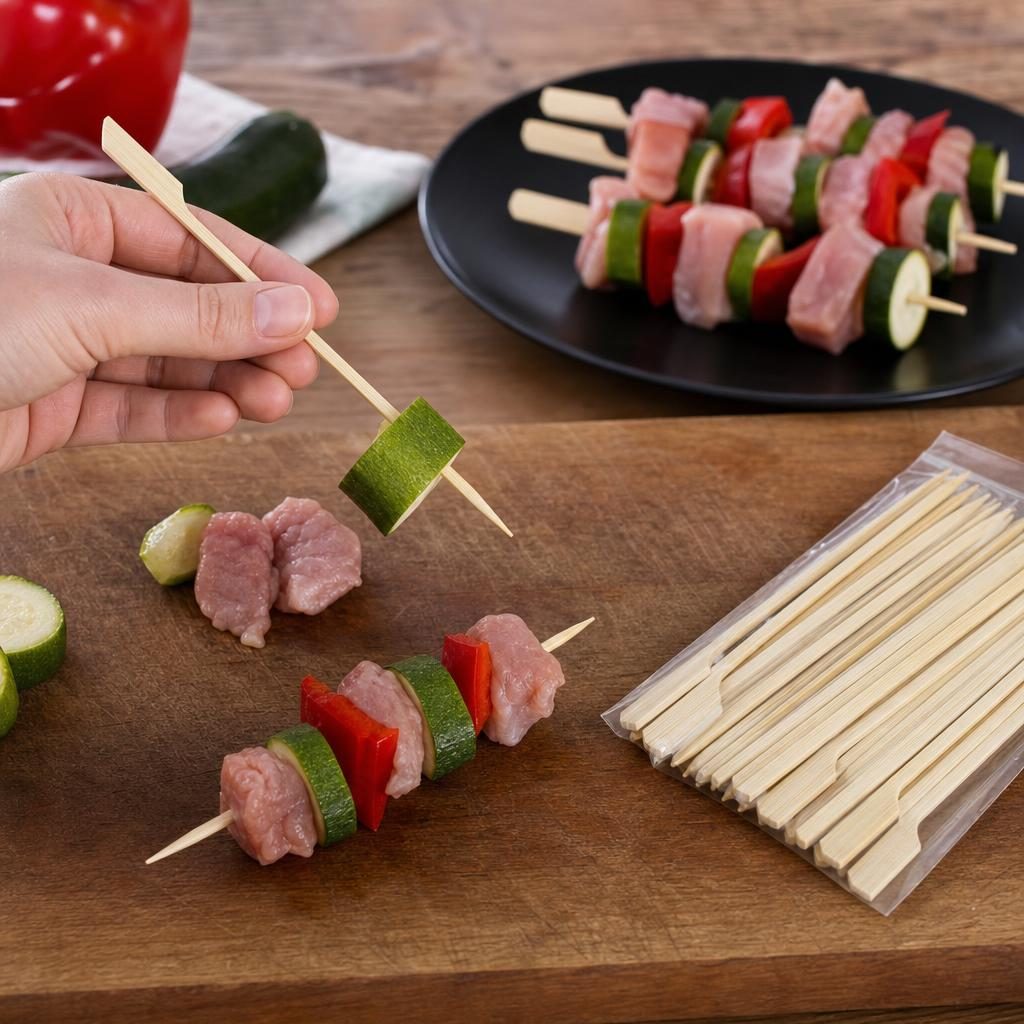 Bete pentru frigarui, Flippy, tip teppo, din bambus, Set 50 bucati, pentru gratar si BBQ
