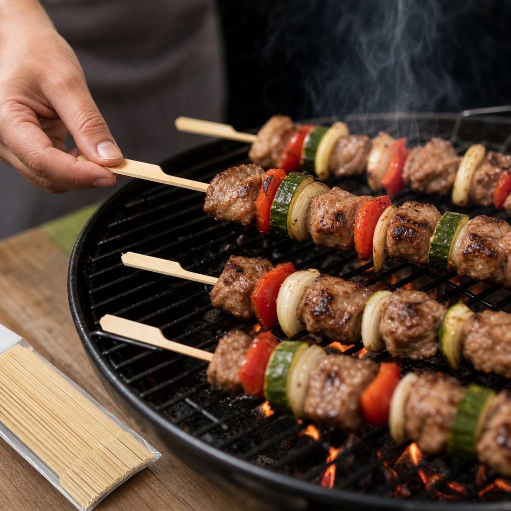 Bete pentru frigarui, Flippy, tip teppo, din bambus, Set 50 bucati, pentru gratar si BBQ