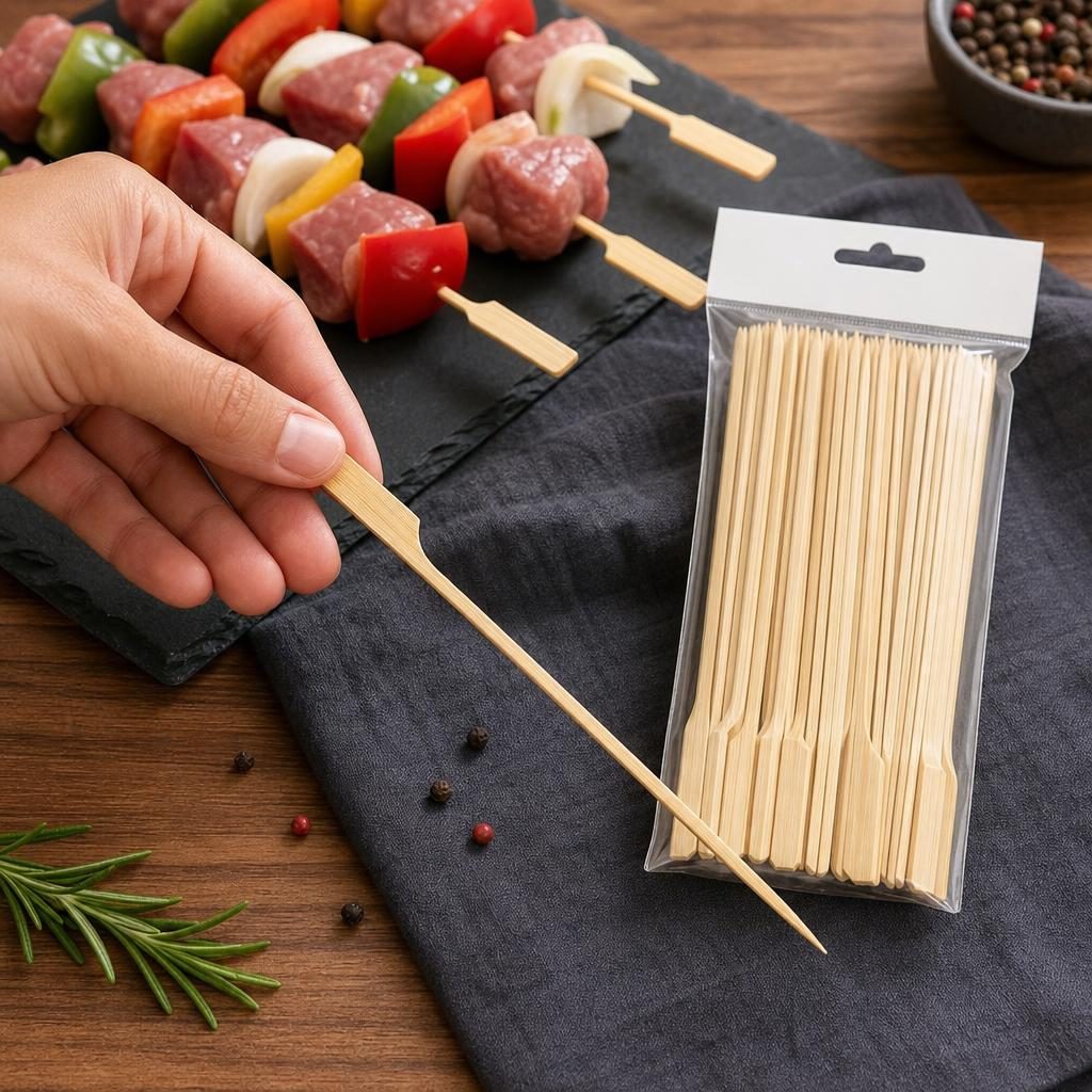 Bete pentru frigarui, Flippy, tip teppo, din bambus, Set 50 bucati, pentru gratar si BBQ