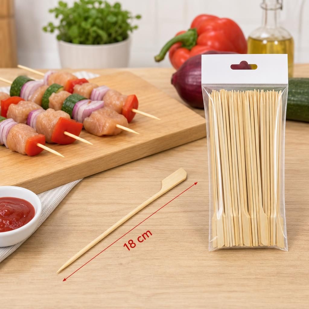Bete pentru frigarui, Flippy, tip teppo, din bambus, Set 50 bucati, pentru gratar si BBQ