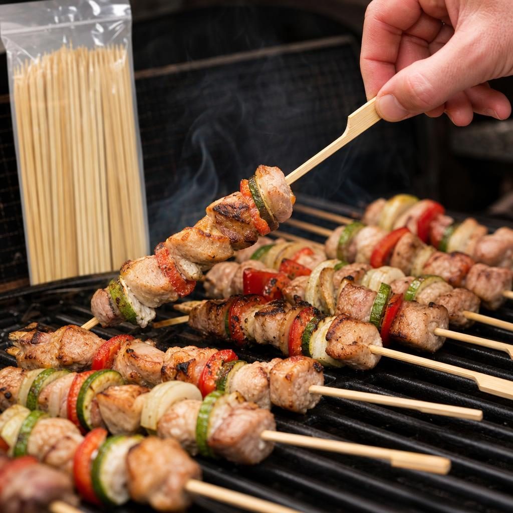 Bete pentru frigarui, Flippy, tip teppo, din bambus, Set 50 bucati, pentru gratar si BBQ