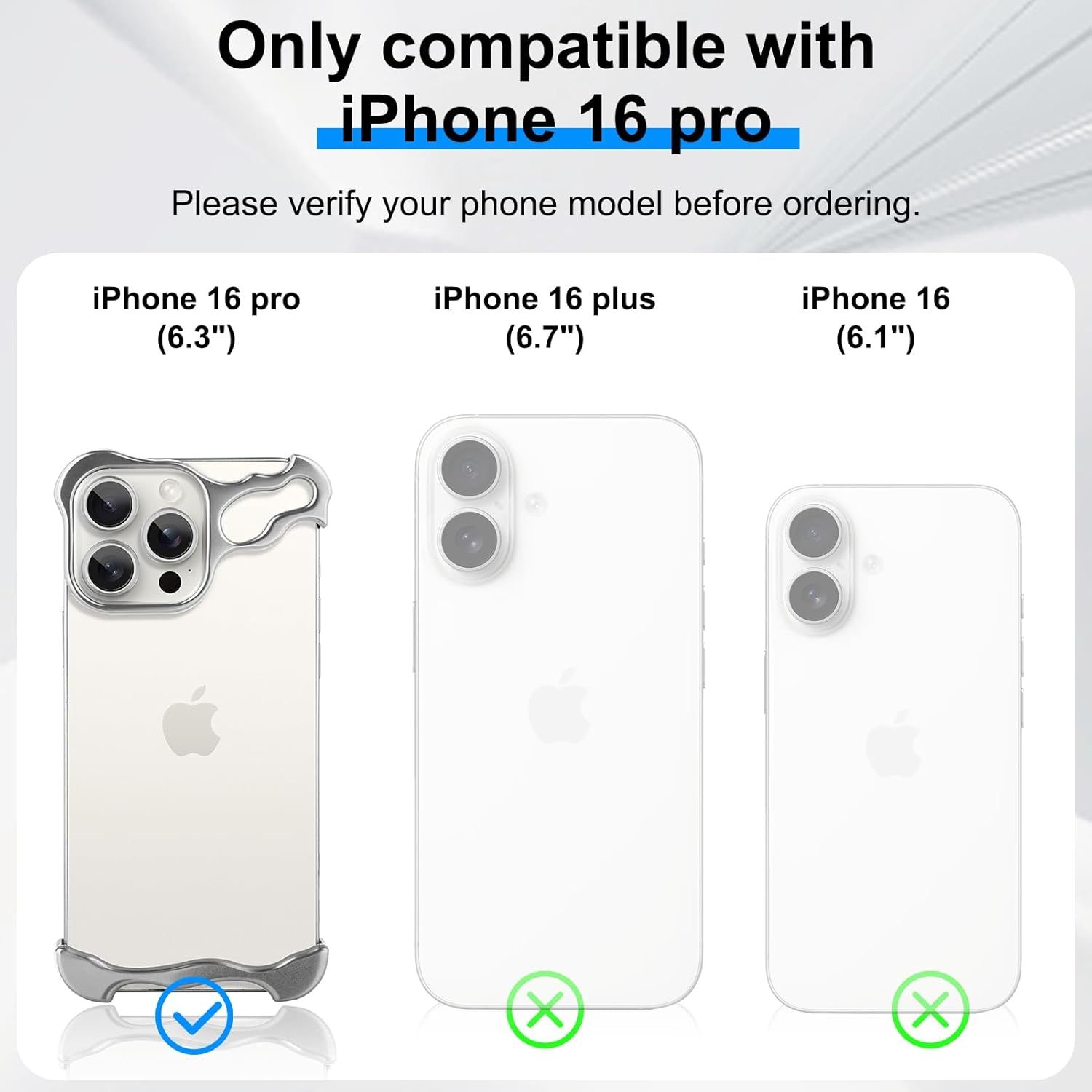 Husa Metalica Compatibila cu iPhone 16 Pro, , Protectie pentru Colturile Telefonului si Camera, Aliaj, Antisoc, Antizgariere, Argintiu 2