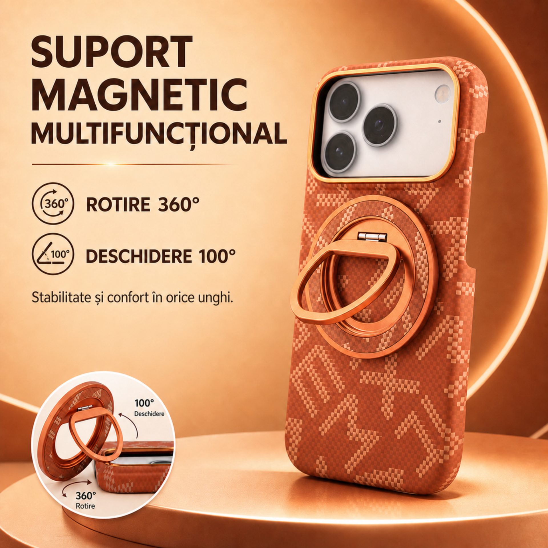 Detaliu suport magnetic Flippy iPhone 17 Pro