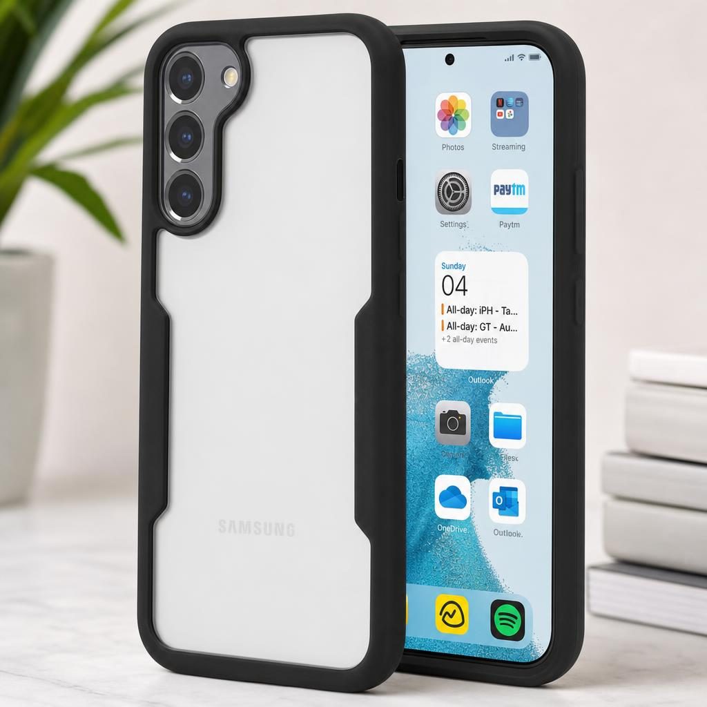 Husa Max Defence pentru Samsung Galaxy S22 Plus, Bumper Negru, Fata Dubla Transparenta, Protectie Antisoc Full 360 ( fata, spate, margini ), Flippy