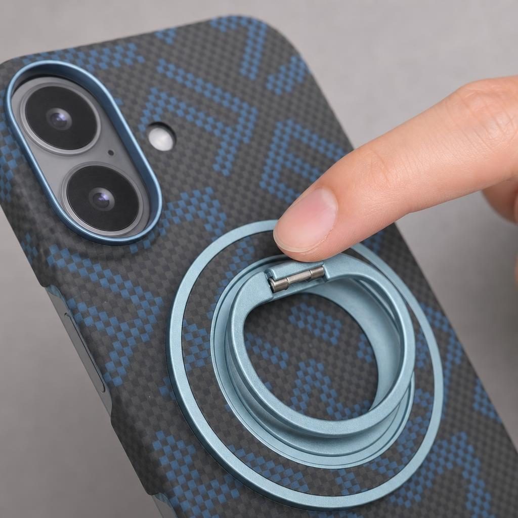 Husa pentru iPhone 17, Flippy, Carcasa de Protectie Rezistenta Ultra-subtire, Suport Magnetic, Aspect Texturat, Albastru