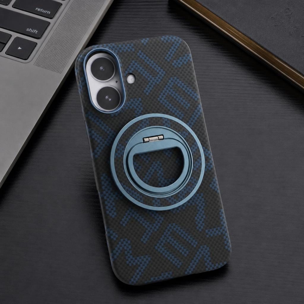 Husa pentru iPhone 17, Flippy, Carcasa de Protectie Rezistenta Ultra-subtire, Suport Magnetic, Aspect Texturat, Albastru