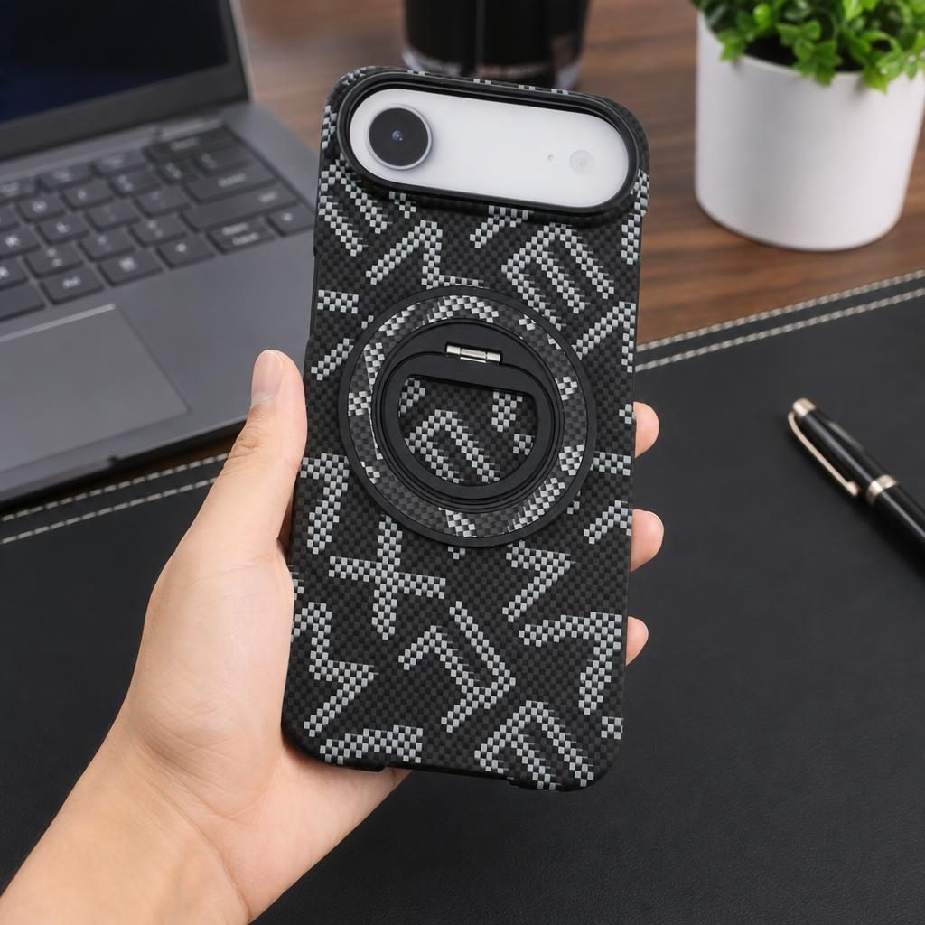 Husa pentru iPhone 17 Air, Flippy, Carcasa de Protectie Rezistenta Ultra-subtire, Suport Magnetic, Aspect Texturat, Negru