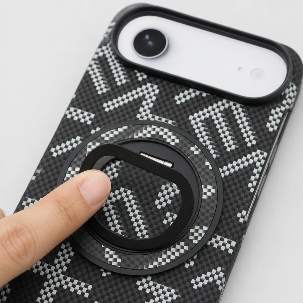Husa pentru iPhone 17 Air, Flippy, Carcasa de Protectie Rezistenta Ultra-subtire, Suport Magnetic, Aspect Texturat, Negru