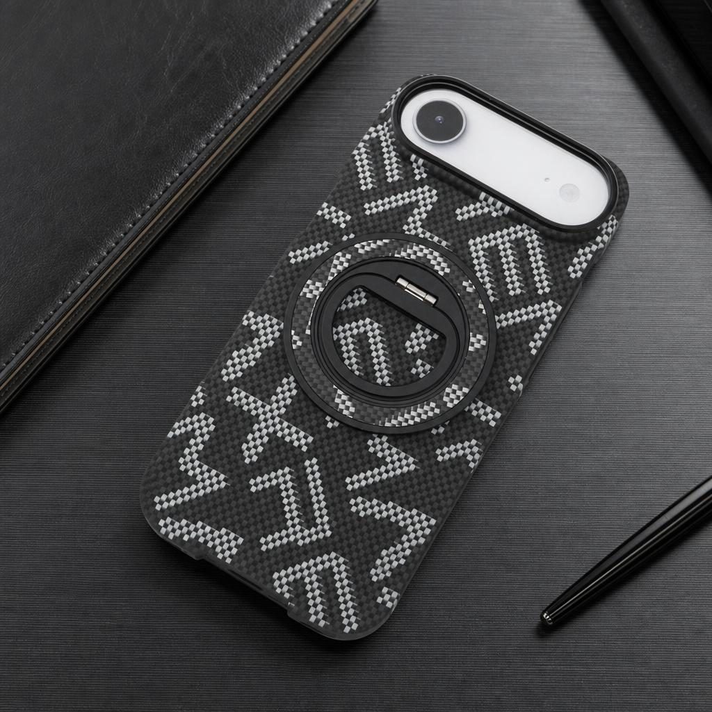 Husa pentru iPhone 17 Air, Flippy, Carcasa de Protectie Rezistenta Ultra-subtire, Suport Magnetic, Aspect Texturat, Negru