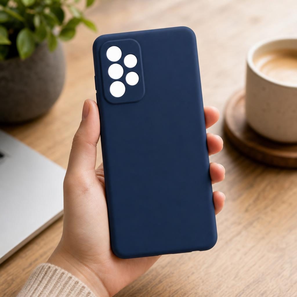 Husa protectie compatibila cu Samsung A52 Liquid Silicone Case Navy blue 5