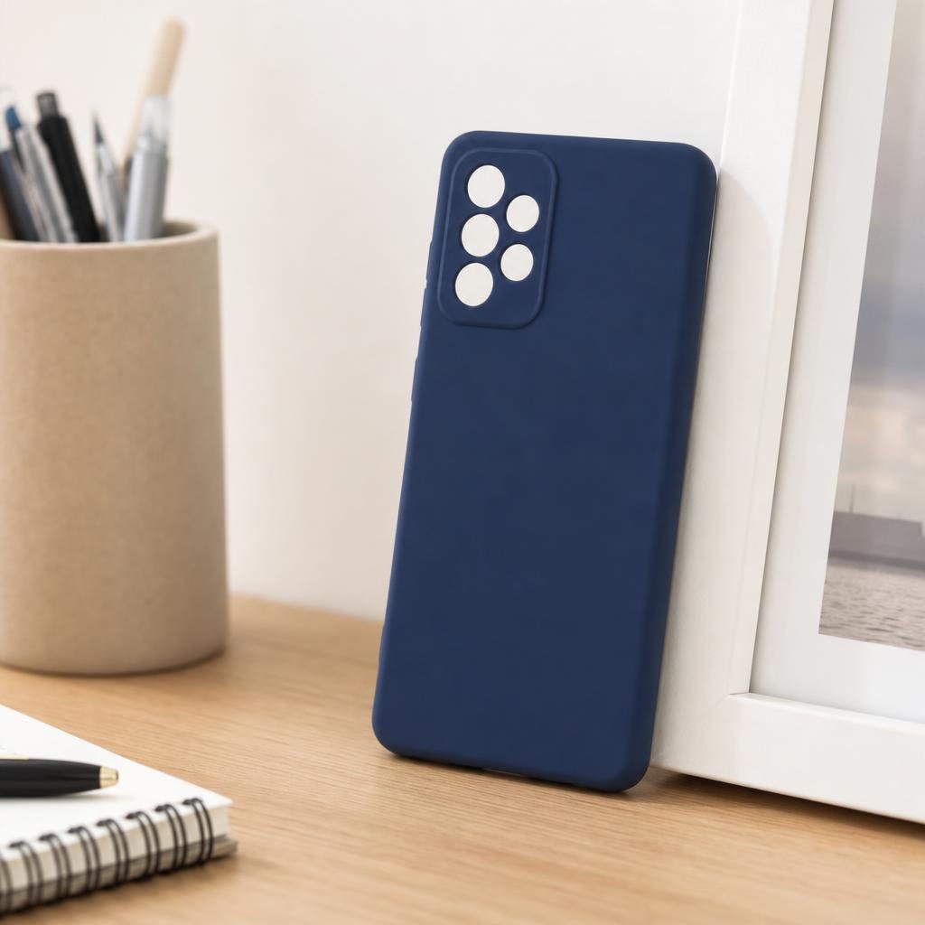 Husa protectie Flippy compatibila cu Samsung A52 Liquid Silicone Case Navy blue