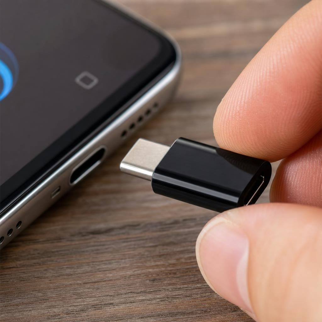 Adaptor micro USB (mama) to Type-C(tata) cu Agatatoare Breloc inclusa, Negru