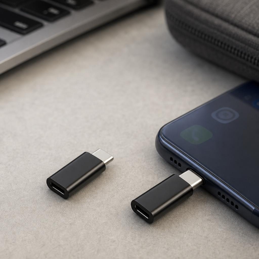 Adaptor micro USB (mama) to Type-C(tata) cu Agatatoare Breloc inclusa, Negru