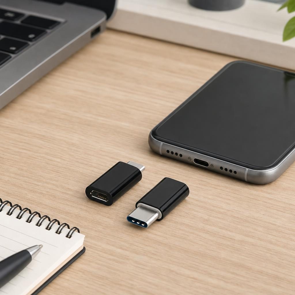 Adaptor micro USB (mama) to Type-C(tata) cu Agatatoare Breloc inclusa, Negru