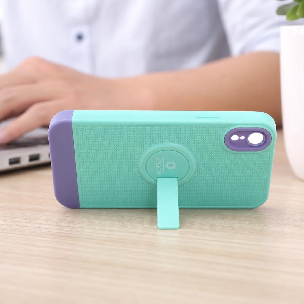 Husa Armor Design cu Stand pentru Apple iPhone XR, Blue/Mov, Suport Auto Magnetic, Wireless Charge, Protectie Antisoc, Flippy