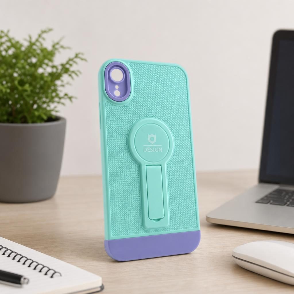 Husa Armor Design cu Stand pentru Apple iPhone XR, Blue/Mov, Suport Auto Magnetic, Wireless Charge, Protectie Antisoc, Flippy