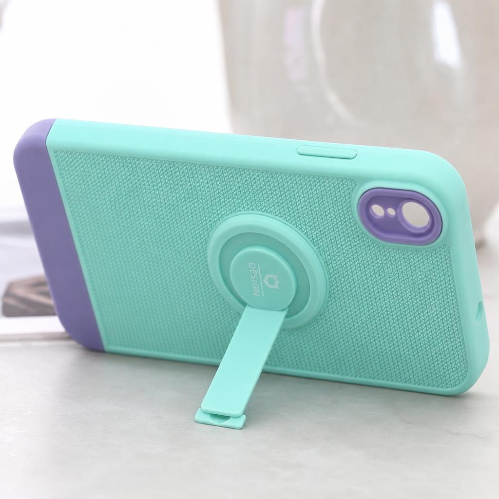 Husa Armor Design cu Stand pentru Apple iPhone XR, Blue/Mov, Suport Auto Magnetic, Wireless Charge, Protectie Antisoc, Flippy