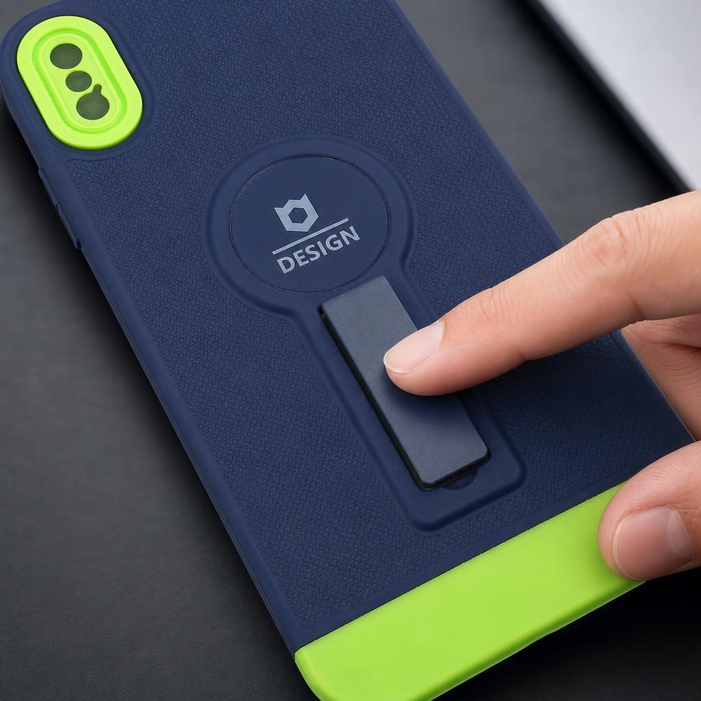 Husa Armor Design cu Stand pentru Apple iPhone X/XS Max, Albastru/Verde, Suport Auto Magnetic, Wireless Charge, Protectie Antisoc, Flippy