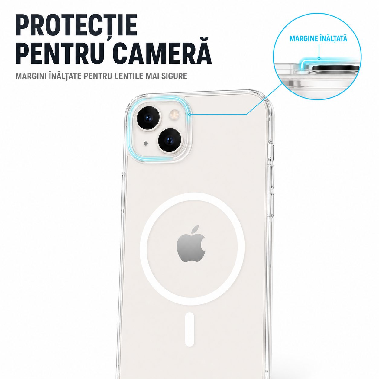 Detaliu protecție cameră și design MagSafe