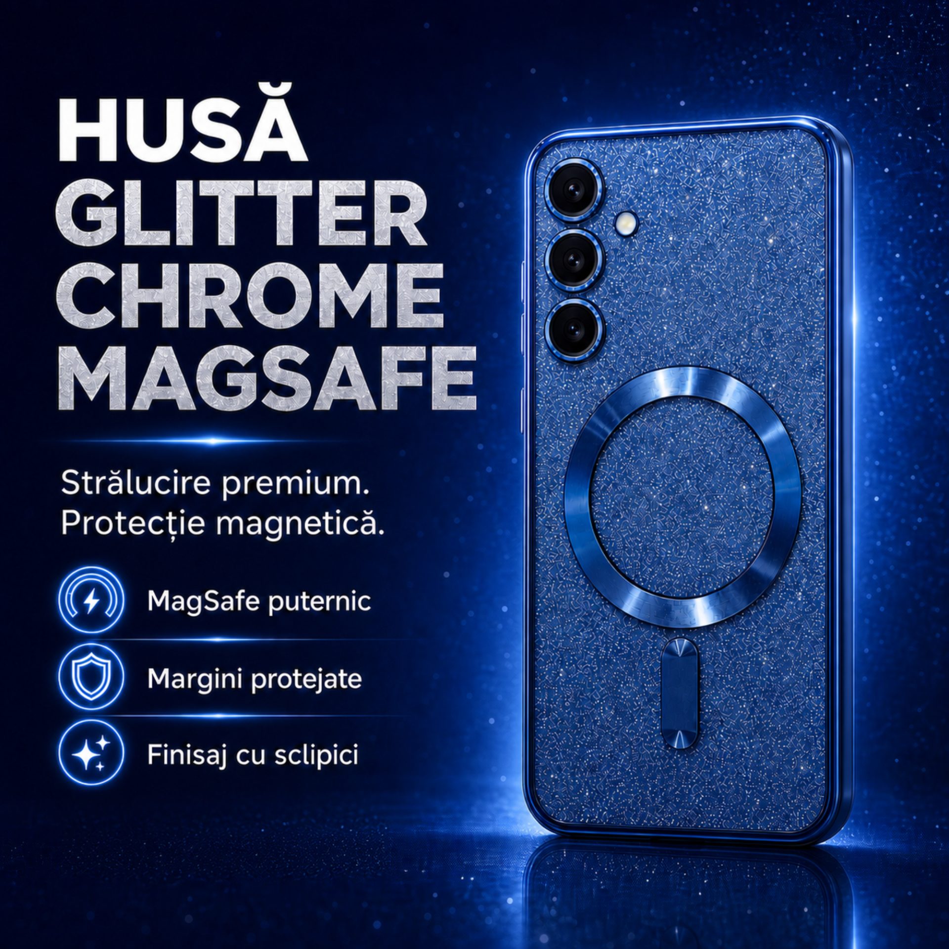 Husă Flippy MagSafe Galaxy S24 design glitter chrome