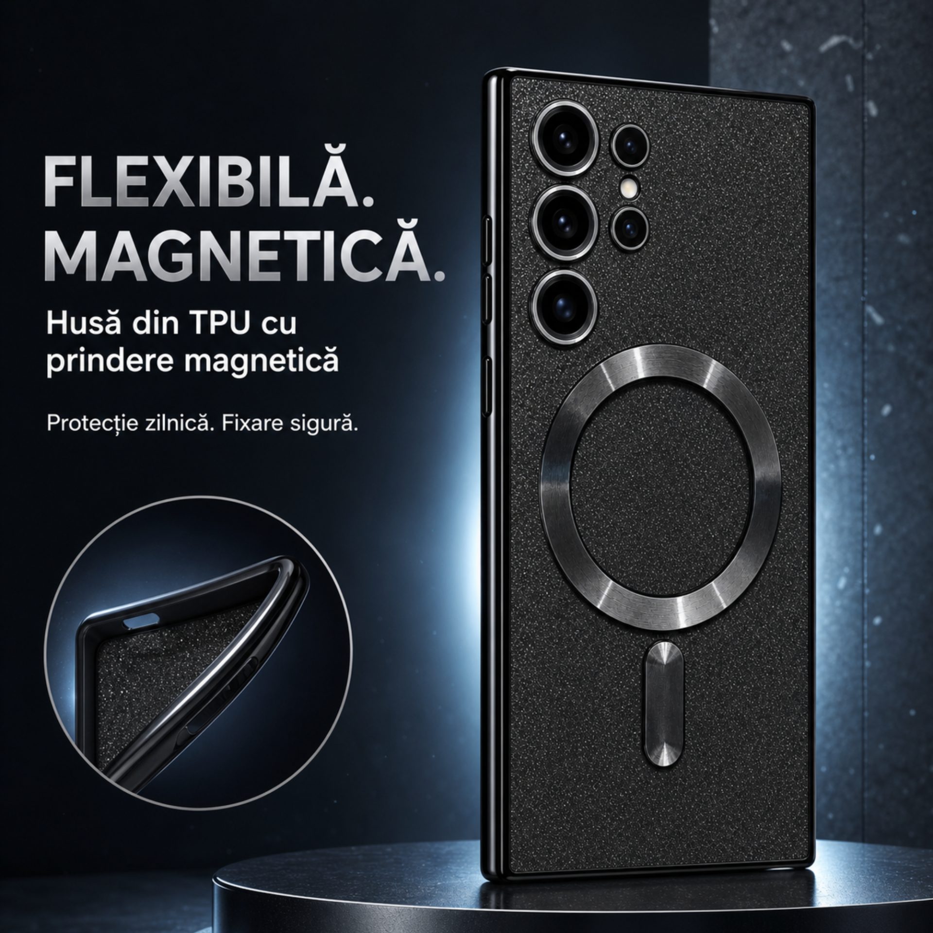 Detaliu protecție lentilă Galaxy S24 Ultra