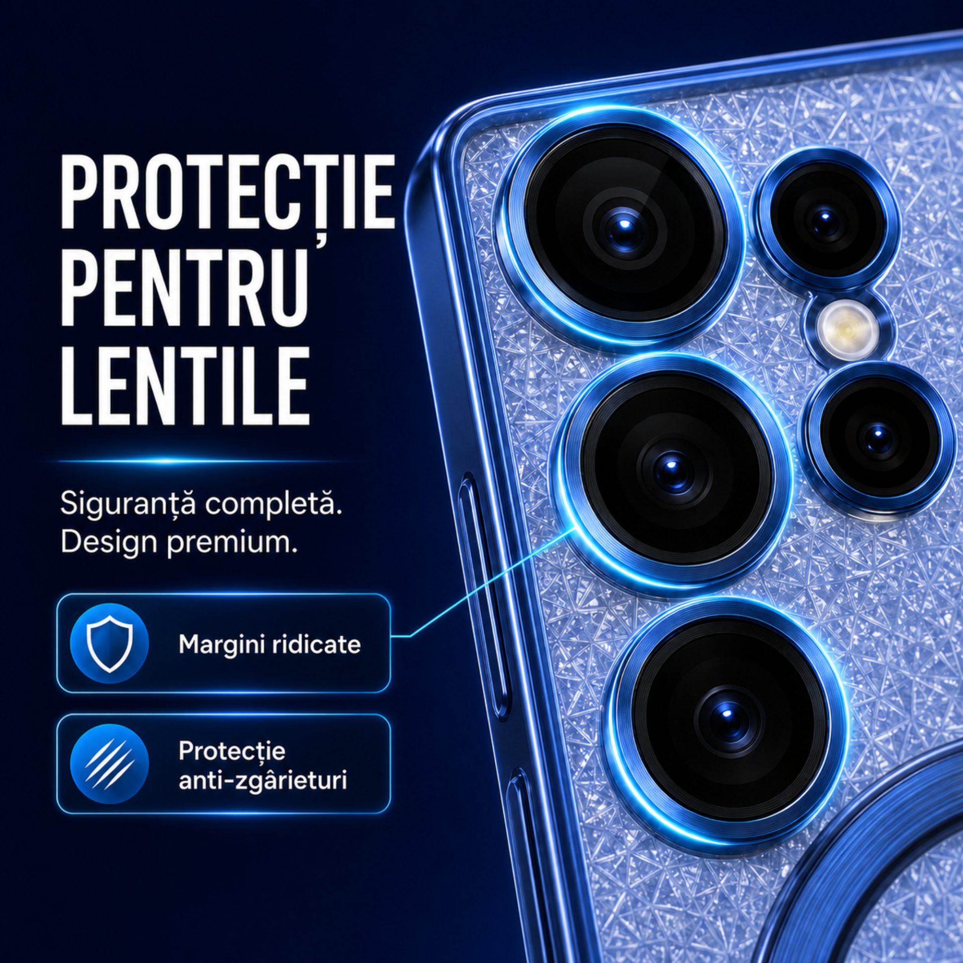 Husa Flippy albastru marin Galaxy S24 Ultra design complet