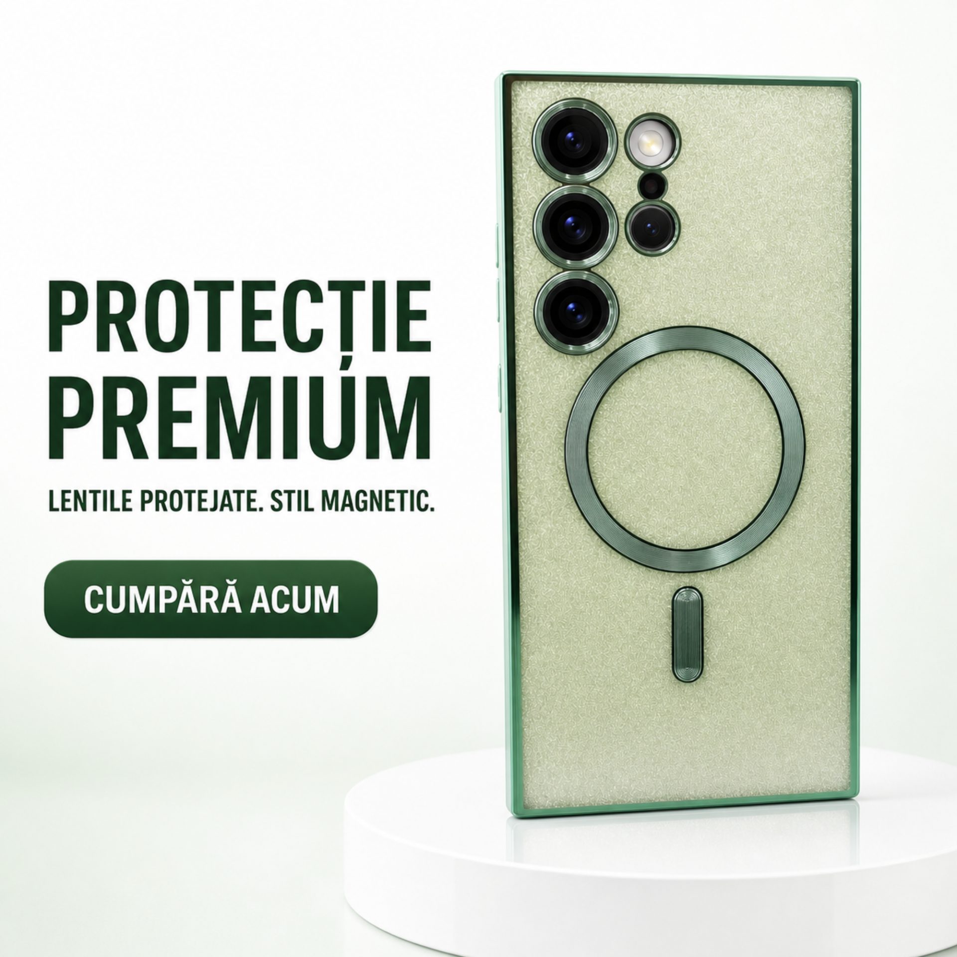 Husă Flippy verde cu margini cromate Galaxy S24 Ultra