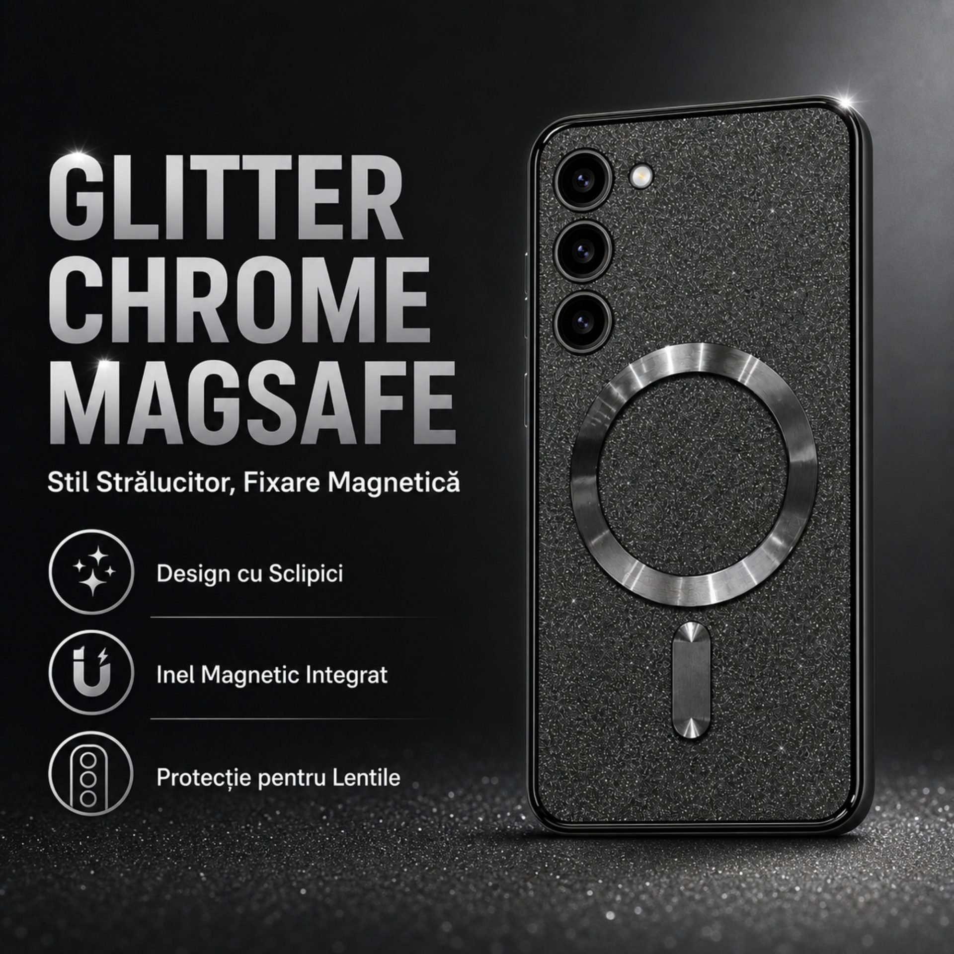 Detaliu protecție cameră Galaxy S23 cu Husă Flippy