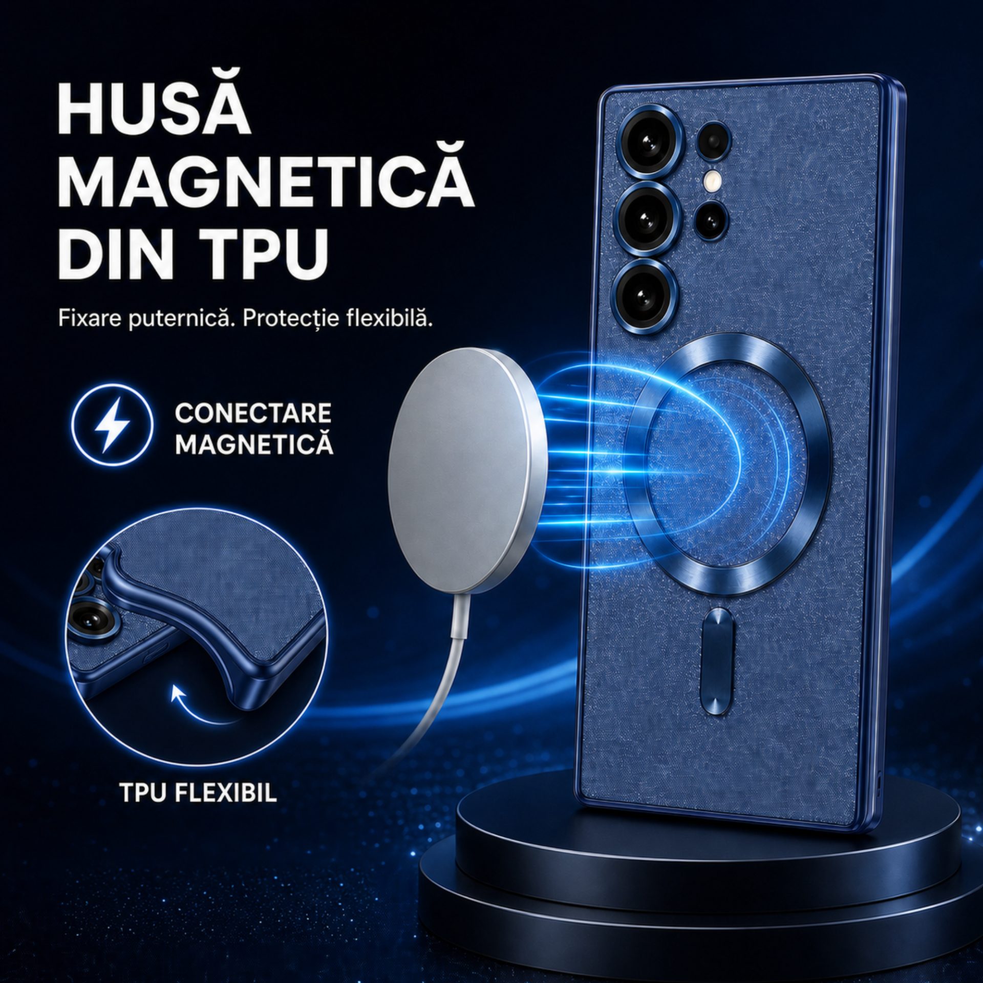 Husă MagSafe instalată pe Galaxy S23 Ultra