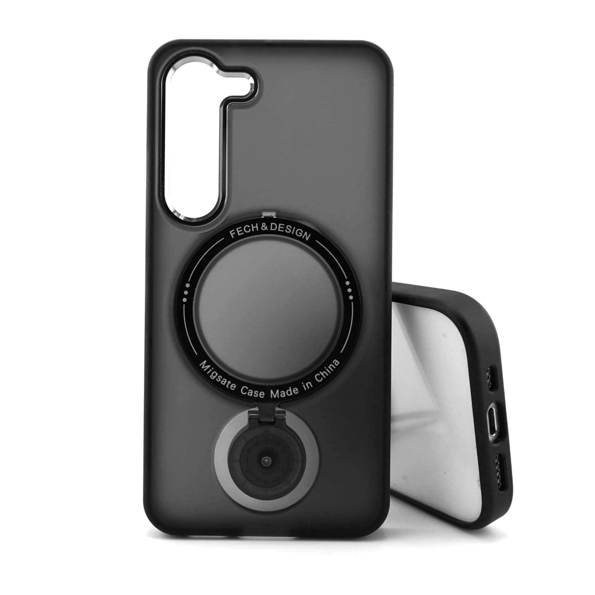 Husa de protectie Flippy, cu incarcare Wireless, Tehnologie Magsafe, TPU, Inel magnetic rotativ cu functie de suport, pentru Samsung Galaxy S23 , Negru