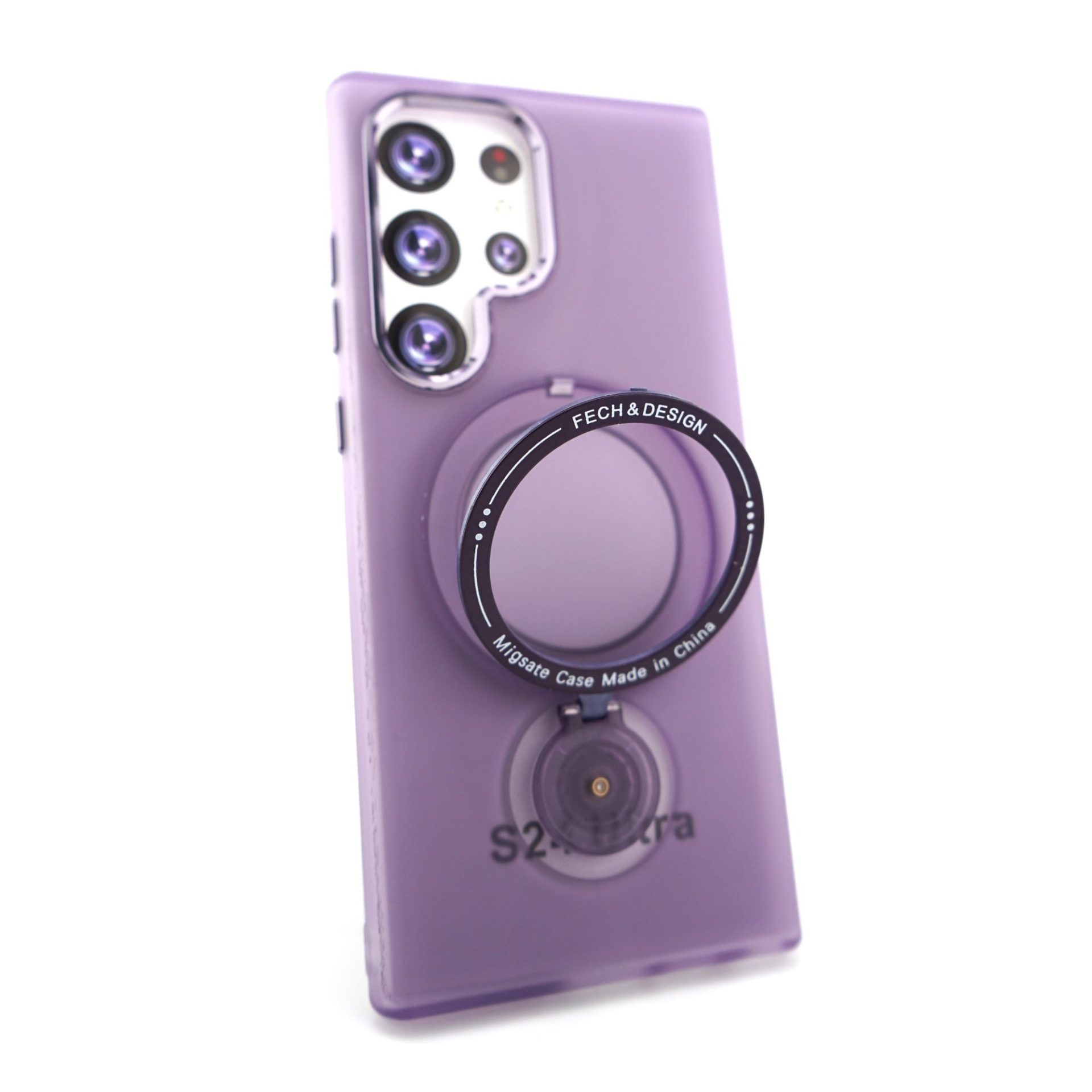 Husa de protectie Flippy, cu incarcare Wireless, Tehnologie Magsafe, TPU, Inel magnetic rotativ cu functie de suport, pentru  Samsung Galaxy S23 Ultra , Mov