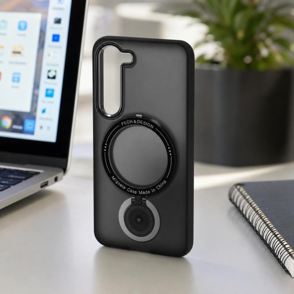 Husa de protectie Flippy, cu incarcare Wireless, Tehnologie Magsafe, TPU, Inel magnetic rotativ cu functie de suport, pentru Samsung Galaxy S23 , Negru