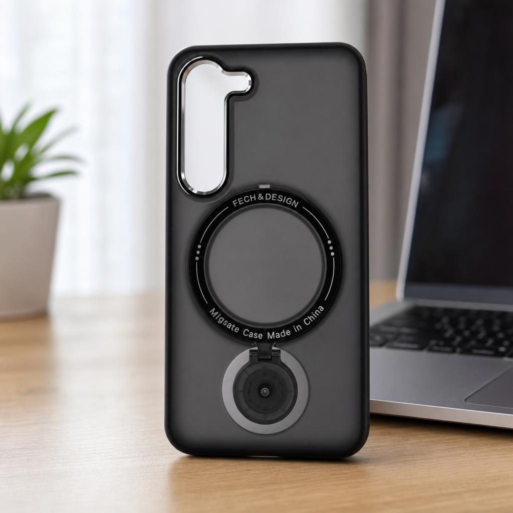 Husa de protectie Flippy, cu incarcare Wireless, Tehnologie Magsafe, TPU, Inel magnetic rotativ cu functie de suport, pentru Samsung Galaxy S23 , Negru