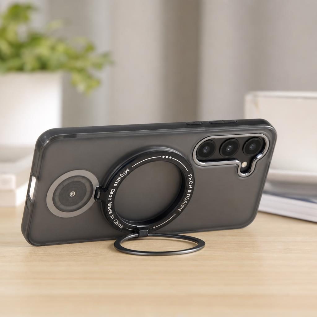 Husa de protectie Flippy, cu incarcare Wireless, Tehnologie Magsafe, TPU, Inel magnetic rotativ cu functie de suport, pentru Samsung Galaxy S23, Negru