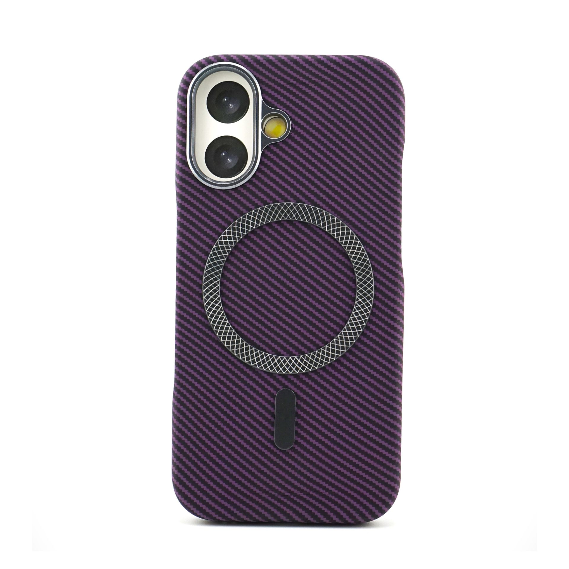 Husa MagSafe pentru iPhone 17, Flippy, Suport Card Detasabil, Carcasa pentru Telefon, Textura Fibra de Carbon, Business Style, Mov