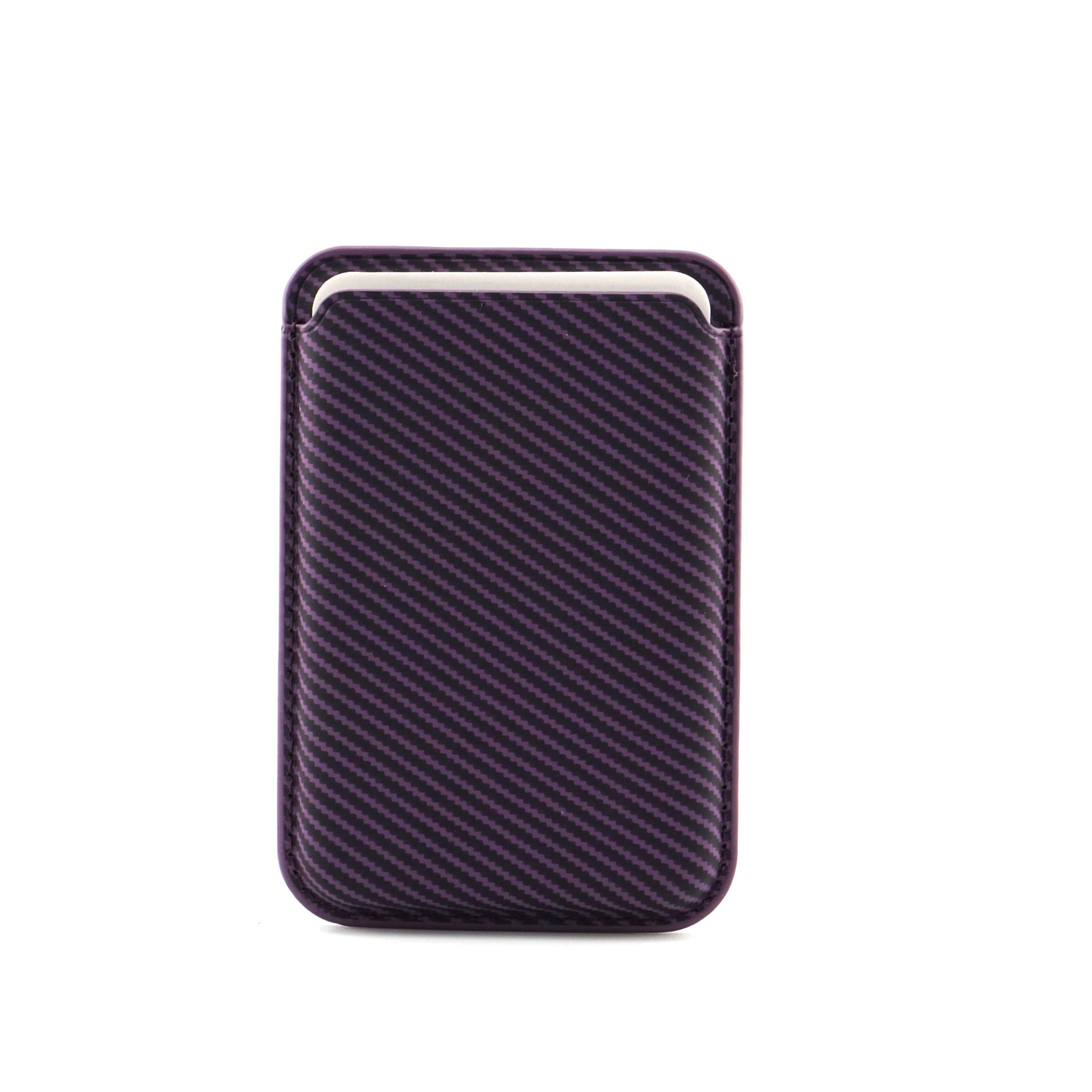 Husa MagSafe pentru iPhone 17, Flippy, Suport Card Detasabil, Carcasa pentru Telefon, Textura Fibra de Carbon, Business Style, Mov