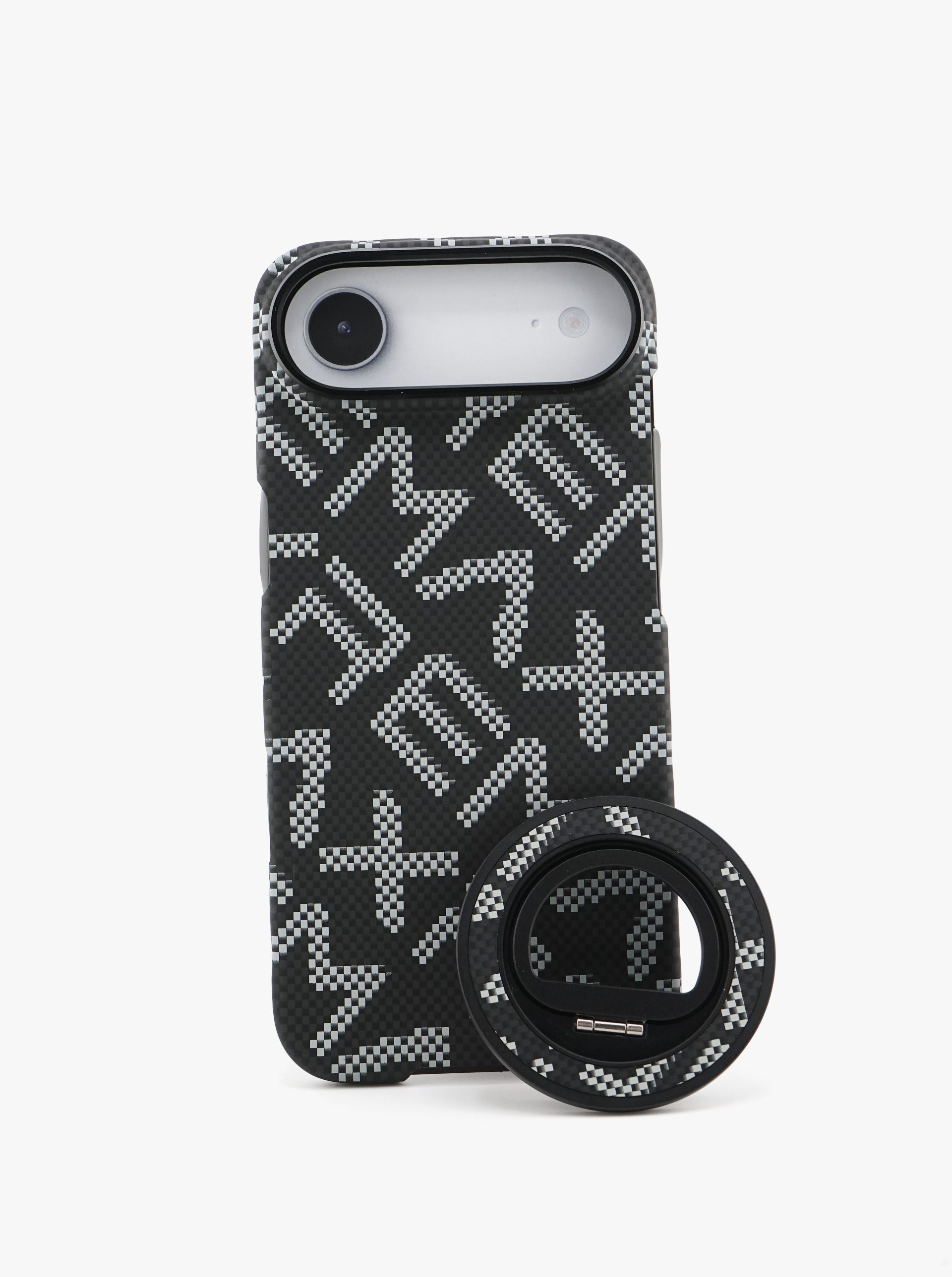 Husa pentru iPhone 17 Air, Flippy, Carcasa de Protectie Rezistenta Ultra-subtire, Suport Magnetic, Aspect Texturat, Negru