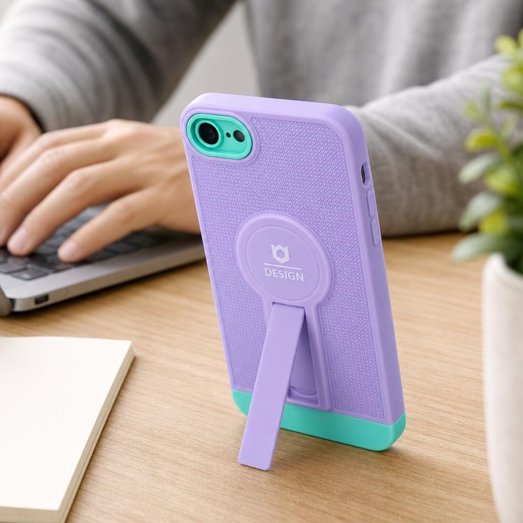 Husa Armor Design cu Stand pentru Apple iPhone 7/8G/SE2, Mov/Albastru, Suport Auto Magnetic, Wireless Charge, Protectie Antisoc, Flippy