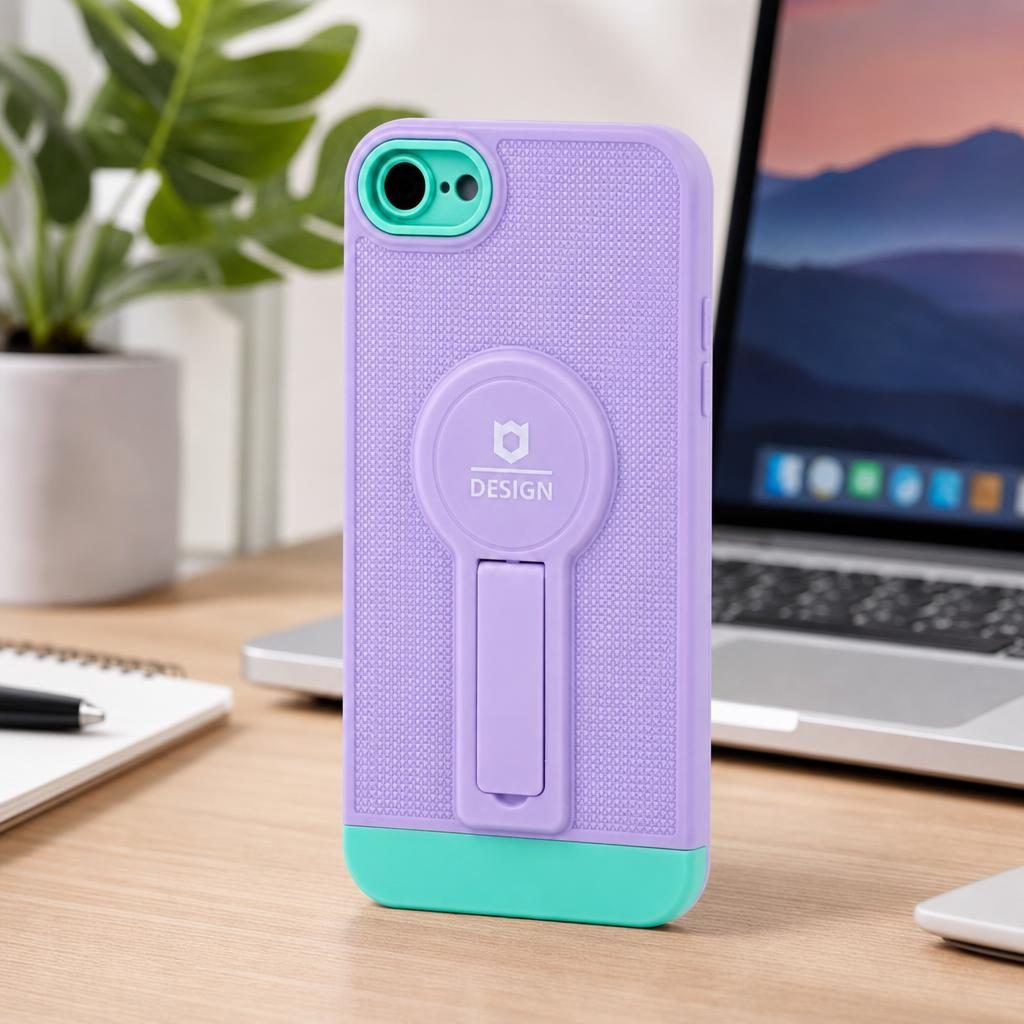 Husa Armor Design cu Stand pentru Apple iPhone 7/8G/SE2, Mov/Albastru, Suport Auto Magnetic, Wireless Charge, Protectie Antisoc, Flippy
