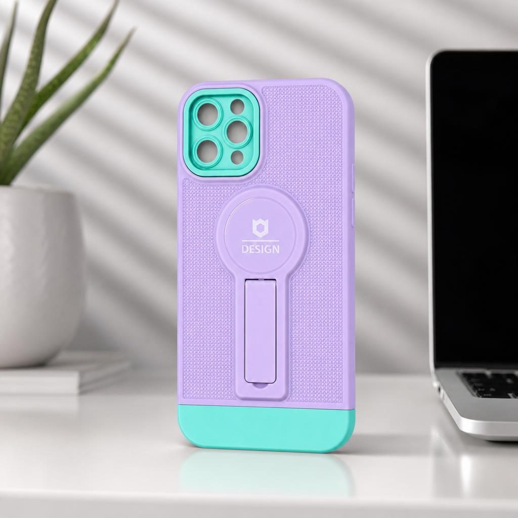 Husa Armor Design cu Stand pentru Apple iPhone 11 Pro, Mov/Albastru, Suport Auto Magnetic, Wireless Charge, Protectie Antisoc, Flippy