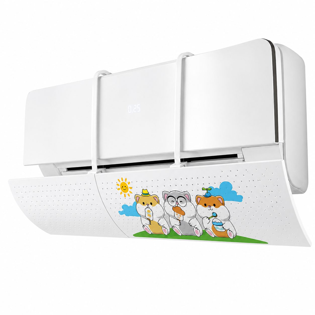 Deflector Aer Conditionat Split, TOPinStock, Model 3 Hamsteri, Extensibil cu Gauri, Telescopic 70-90 x 17 cm, 2-in-1, Alb - Imagine