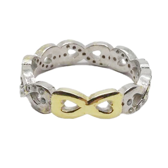 Inel pentru Dama Argint 925, Jolie Silver, Model Infinit, Placat Cu Aur Galben si Minizirconii, 4.9 g, Argintiu/Auriu