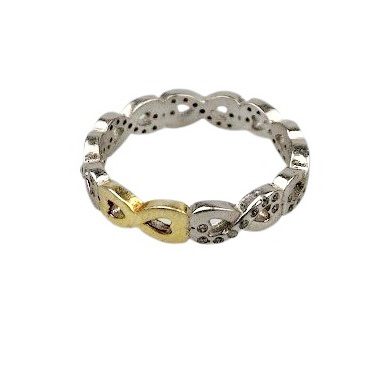 Inel pentru Dama Argint 925, Jolie Silver, Model Infinit, Placat Cu Aur Galben si Minizirconii, 4.9 g, Argintiu/Auriu