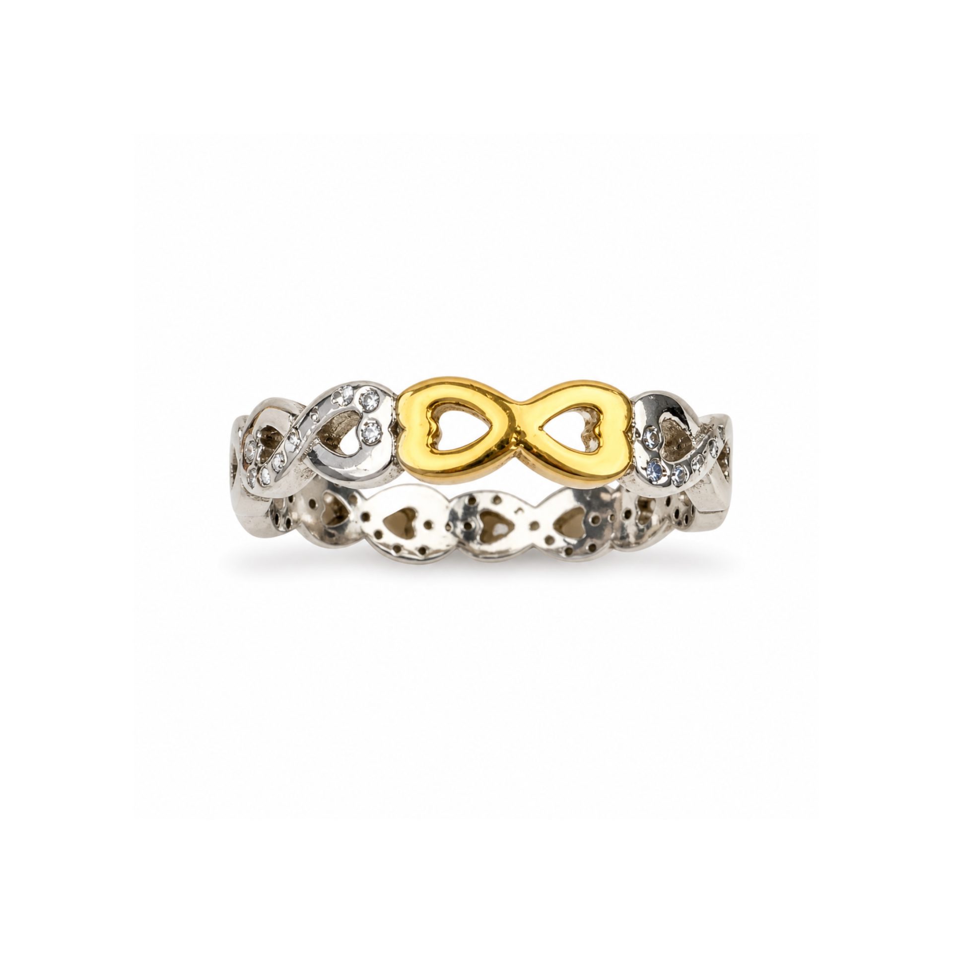 Inel argint 925 infinit placat aur galben minizirconii