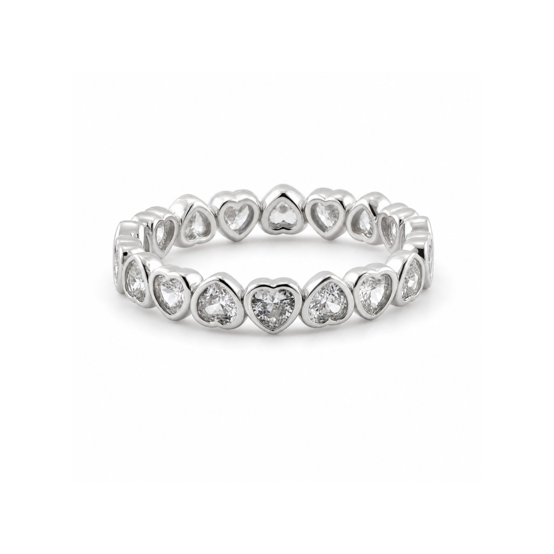 Inel Argint 925 Circular Inimi cu Pietre M53