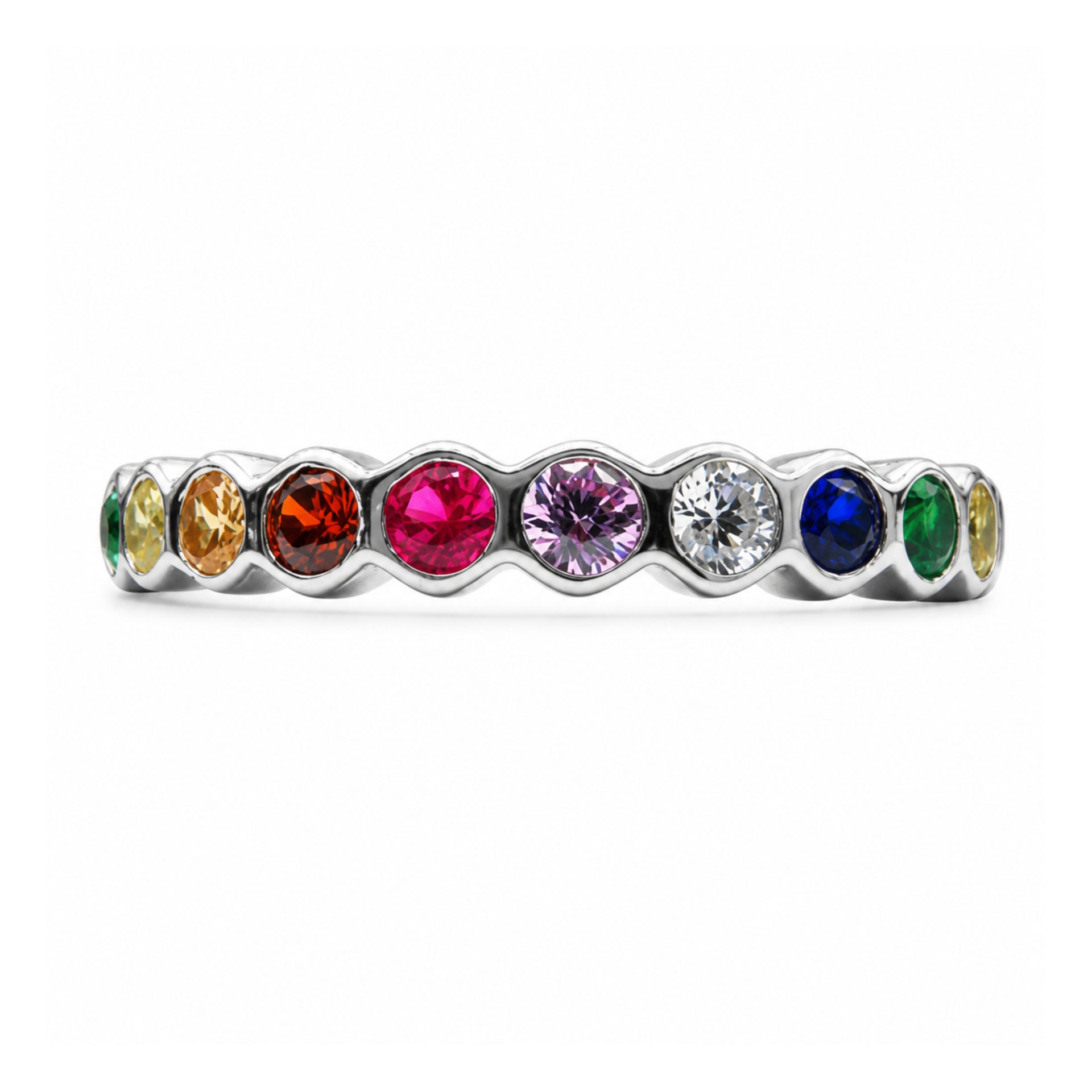 Inel din Argint 925 Fagure cu Zirconii Colorate M51